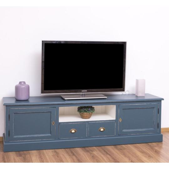 modra vintage tv skrinka spalna masivne drevo klasicky stredomorsky opotrebovany starodavny nabytok konzola komoda obyvacia izba country tyrkysova jedinecna velkost nabytok vyroba budapest interierovy obchod.jpg